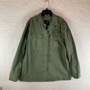 Superdry Women's Military Green Button Up Pockets Mono‎ Utility Jacket Cotton XL